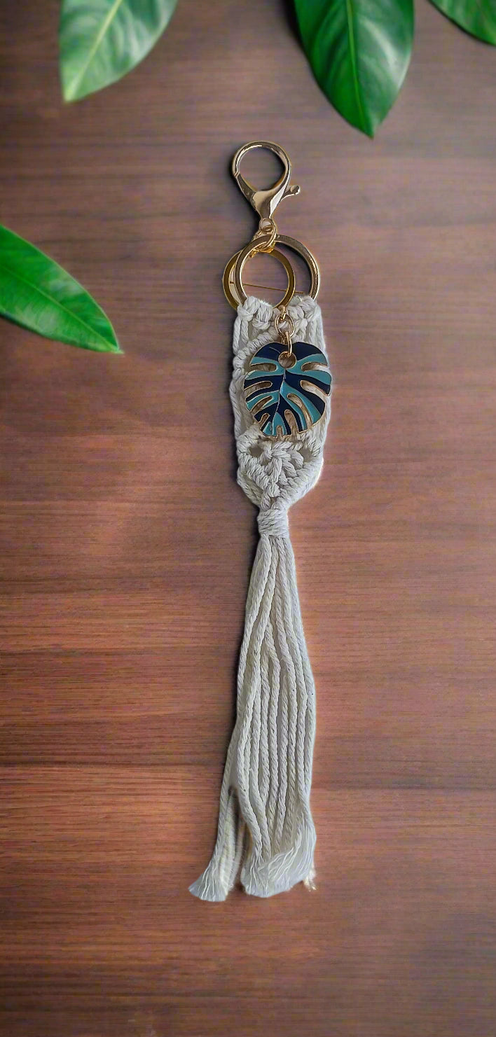 Bohemian Enamel Leaf Keychain