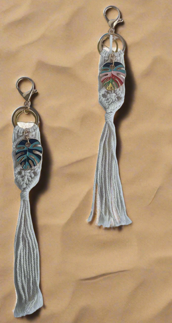 Bohemian Enamel Leaf Keychain