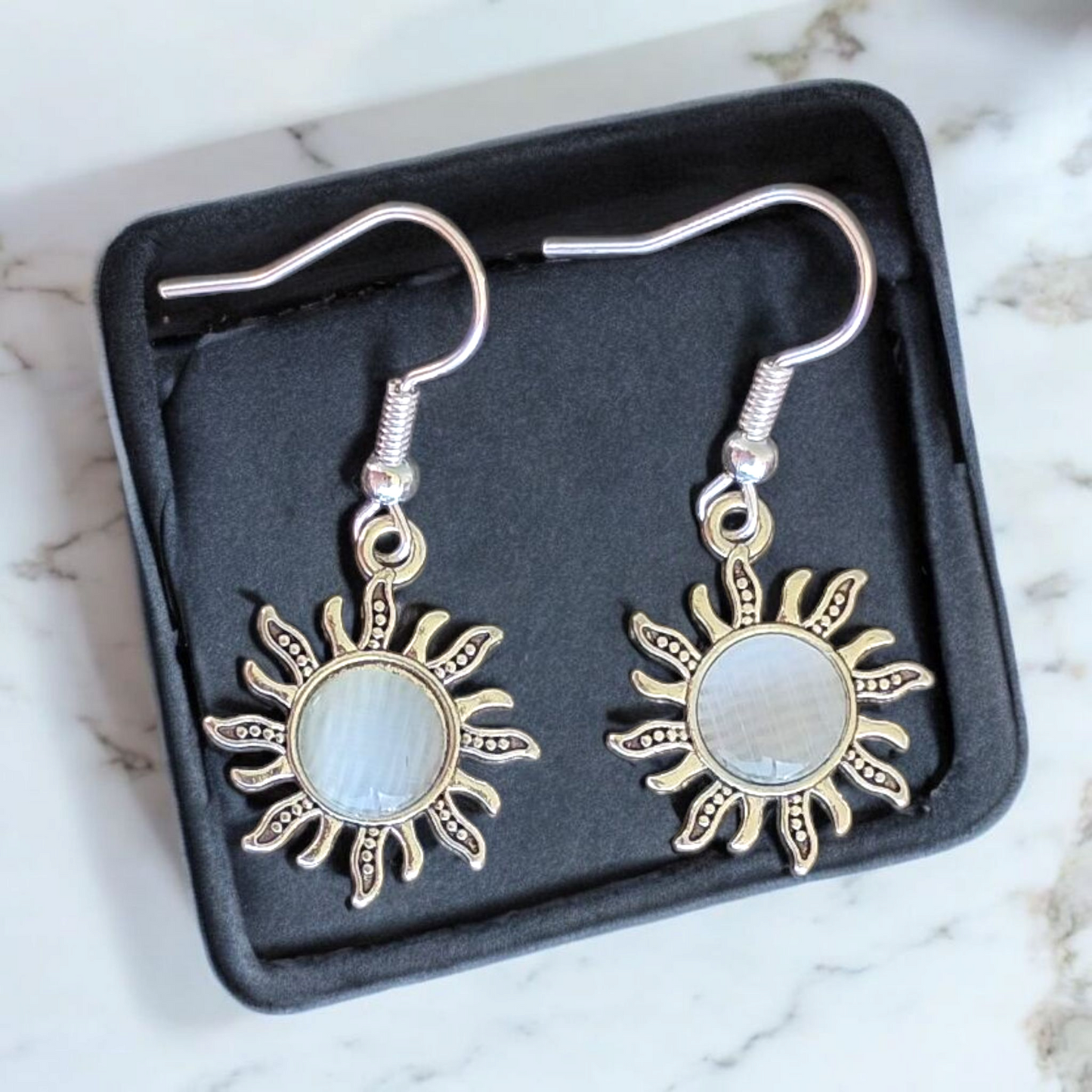 Shimmering Opal Sun Charm Earring