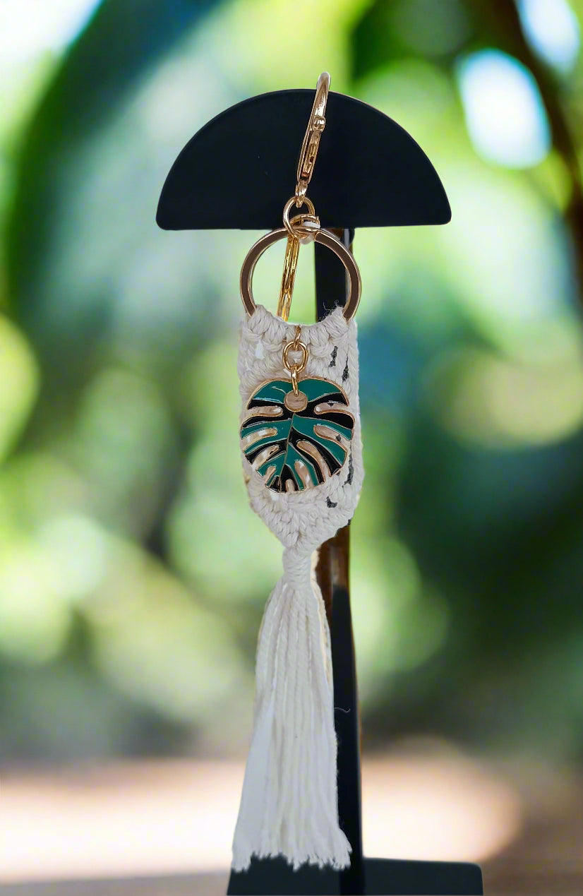 Bohemian Enamel Leaf Keychain