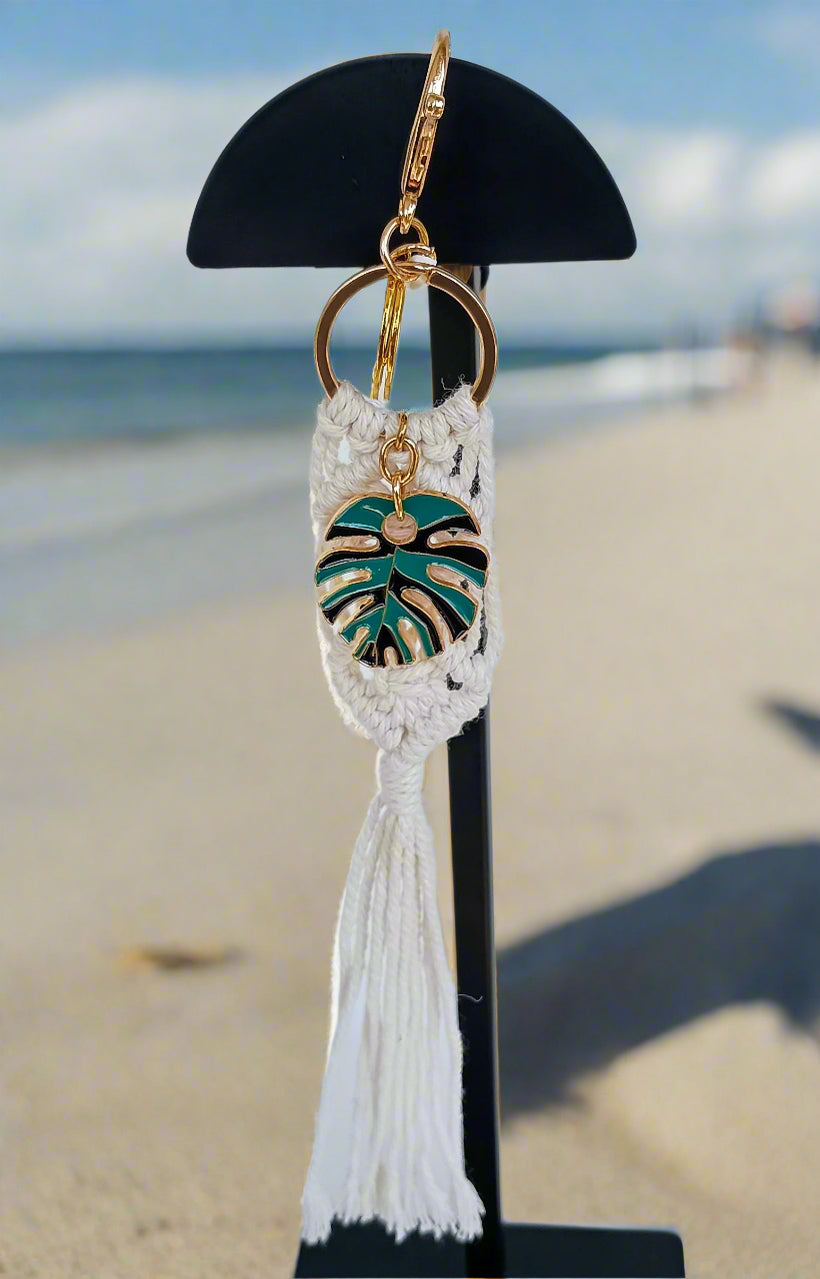 Bohemian Enamel Leaf Keychain