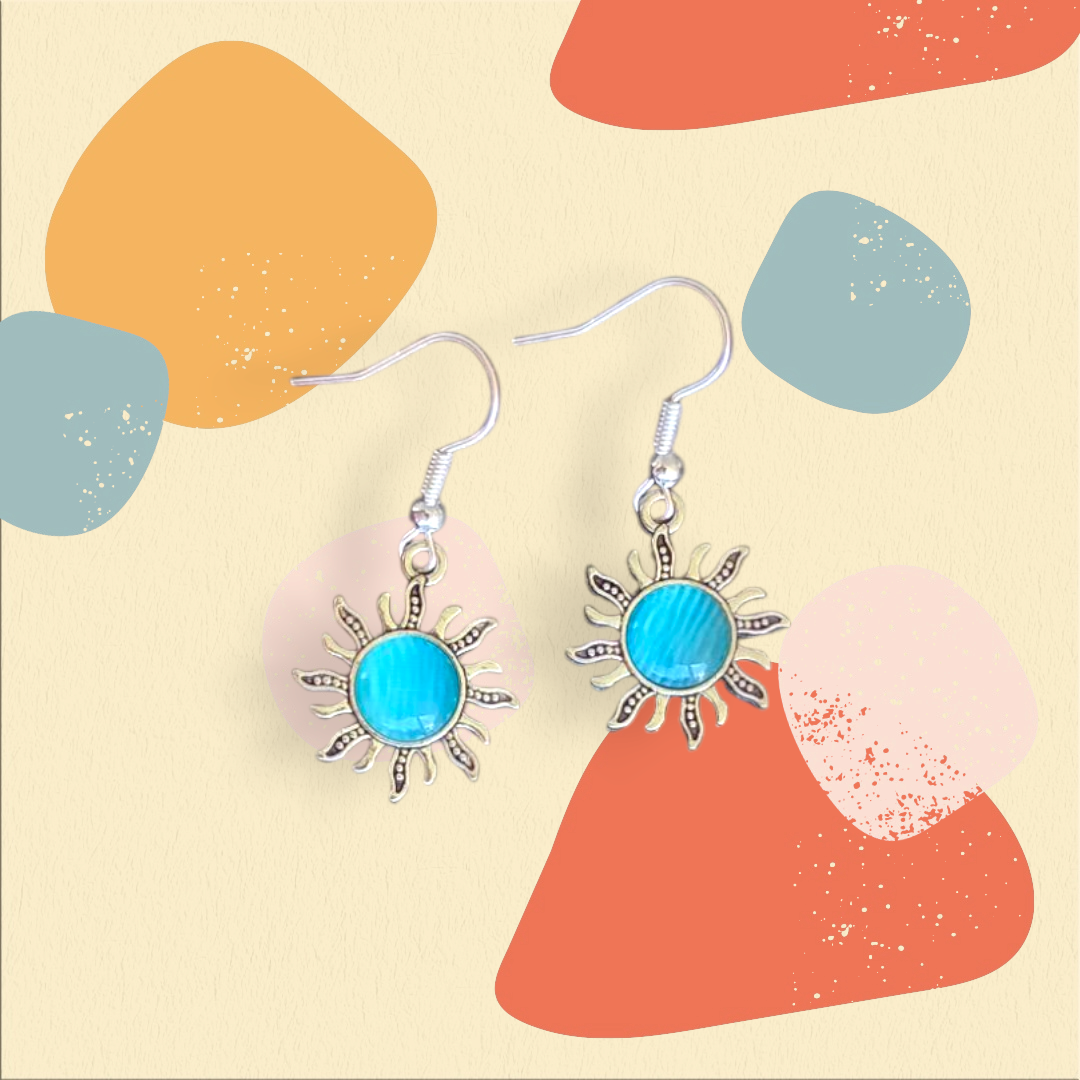 Shimmering Opal Sun Charm Earring