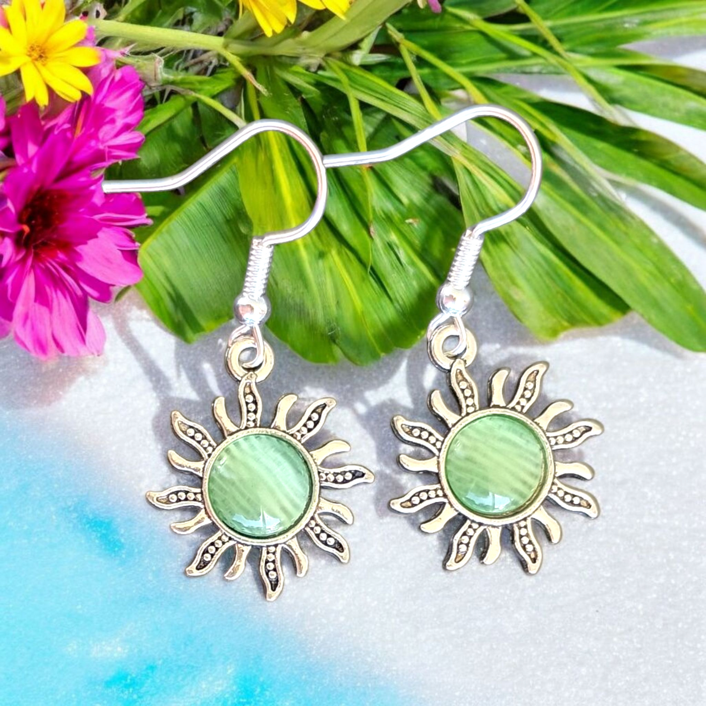 Shimmering Opal Sun Charm Earring