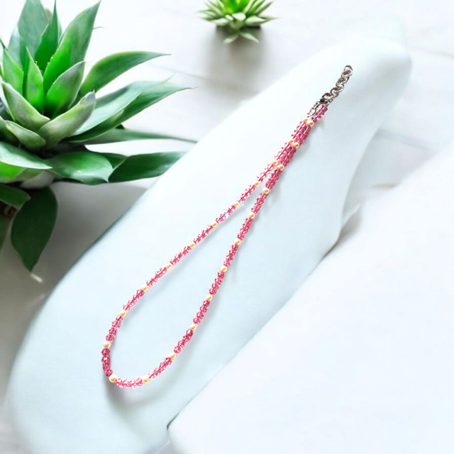 Preciosa Crystal Bi-cone with Crystal Pearl Bead Necklace