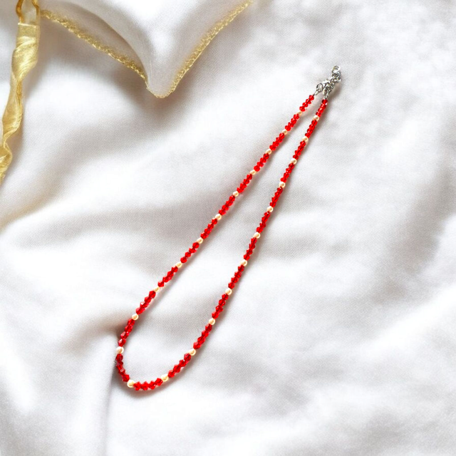 Preciosa Crystal Bi-cone with Crystal Pearl Bead Necklace