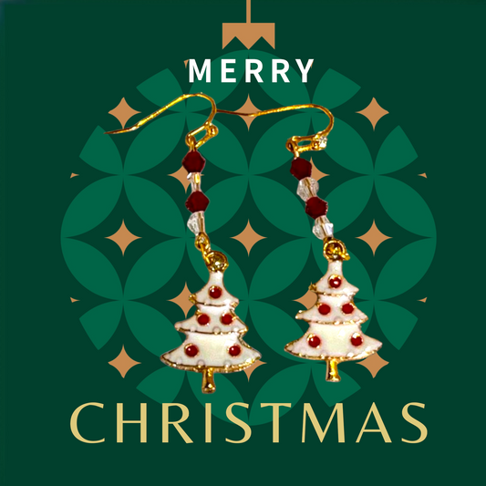White Christmas Tree Earring