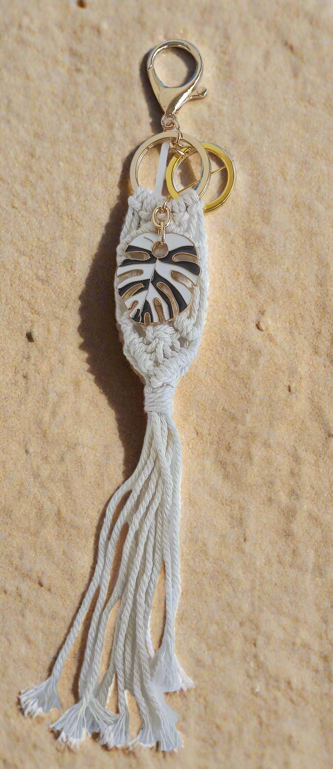 Bohemian Enamel Leaf Keychain
