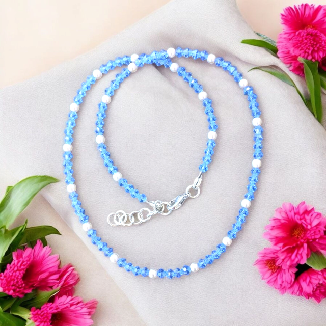Preciosa Crystal Bi-cone with Crystal Pearl Bead Necklace
