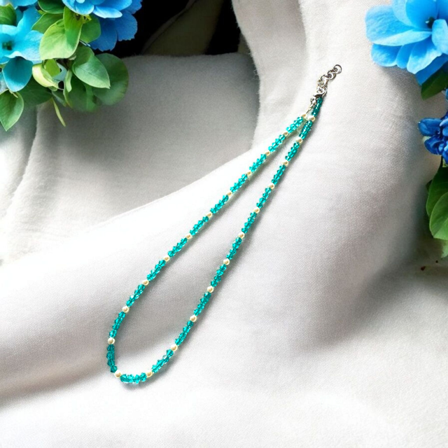Preciosa Crystal Bi-cone with Crystal Pearl Bead Necklace