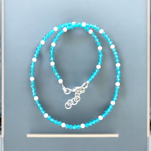 Preciosa Crystal Bi-cone with Crystal Pearl Bead Necklace