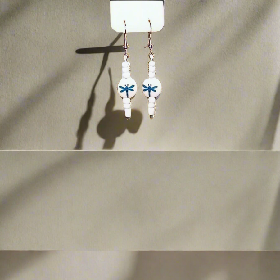 Spring Dragonfly Beaded Earring