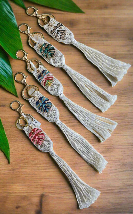 Bohemian Enamel Leaf Keychain