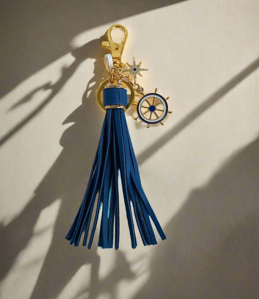 Nautical Rudder North Star Keychain