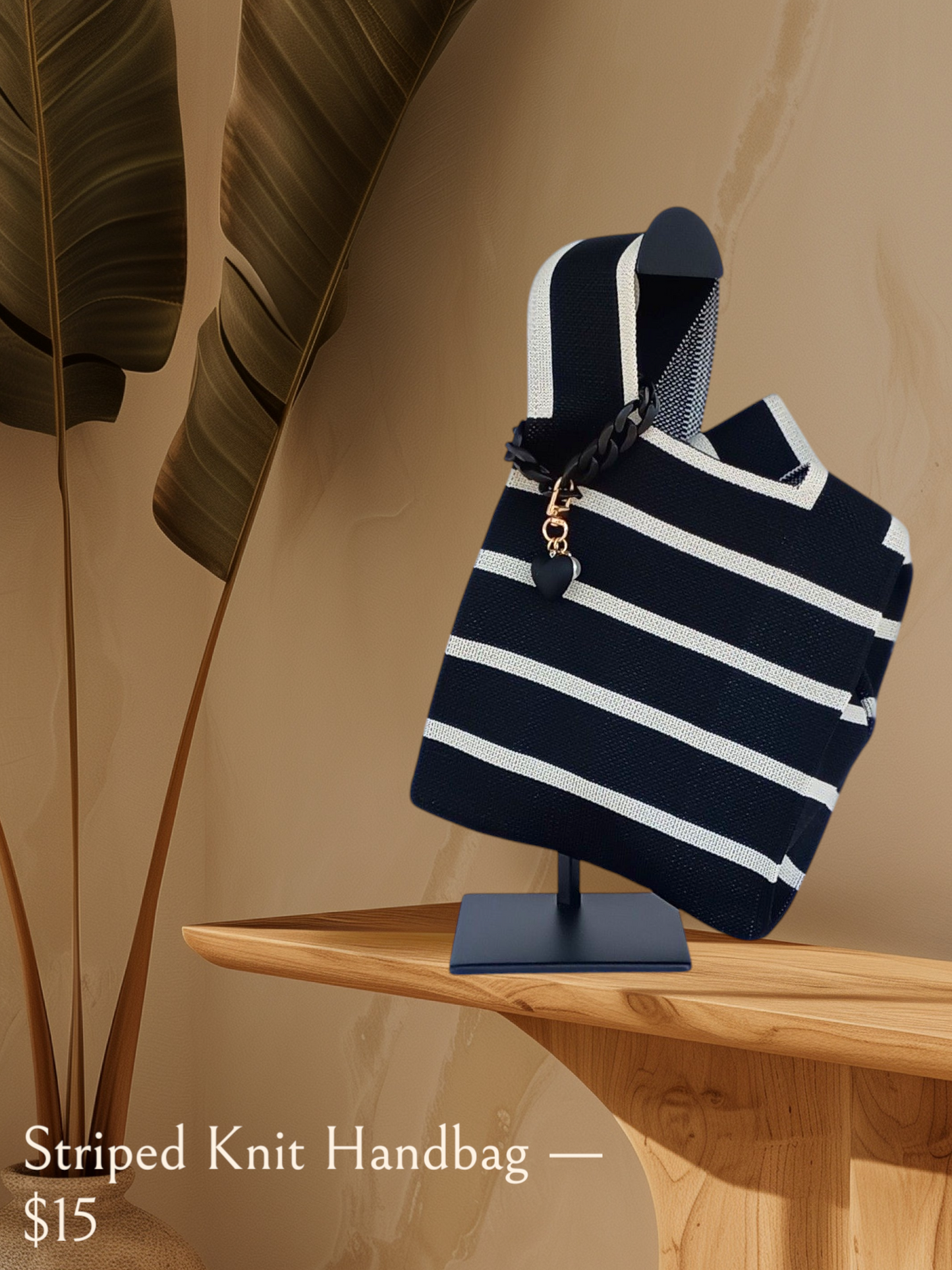 Ladies Striped Knit Handbag