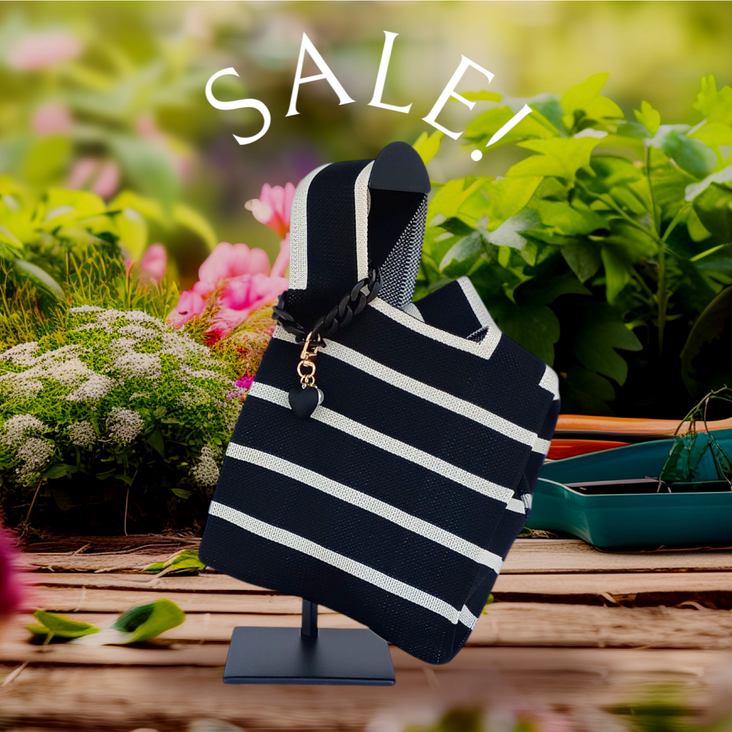 Ladies Striped Knit Handbag
